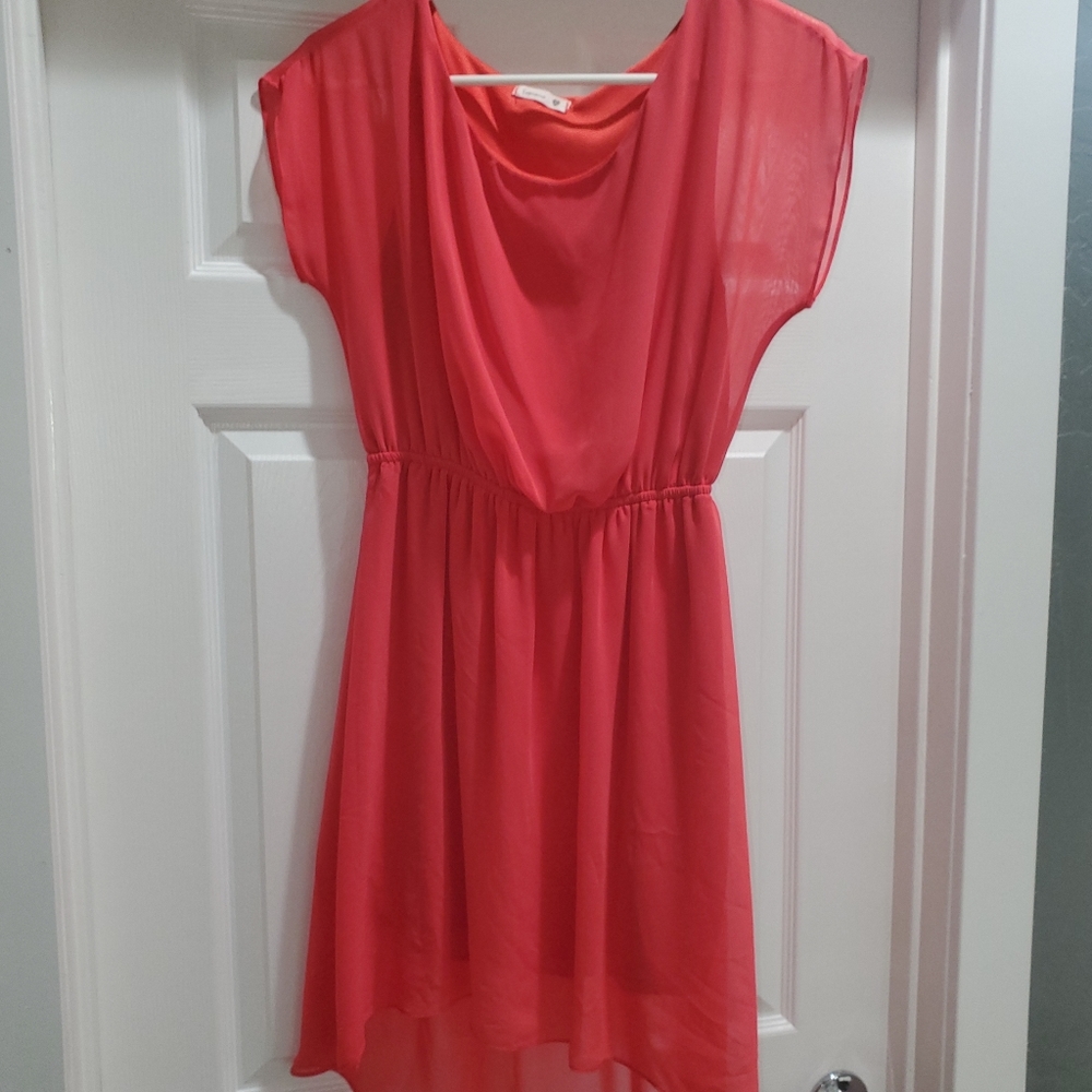 Coral color short dress